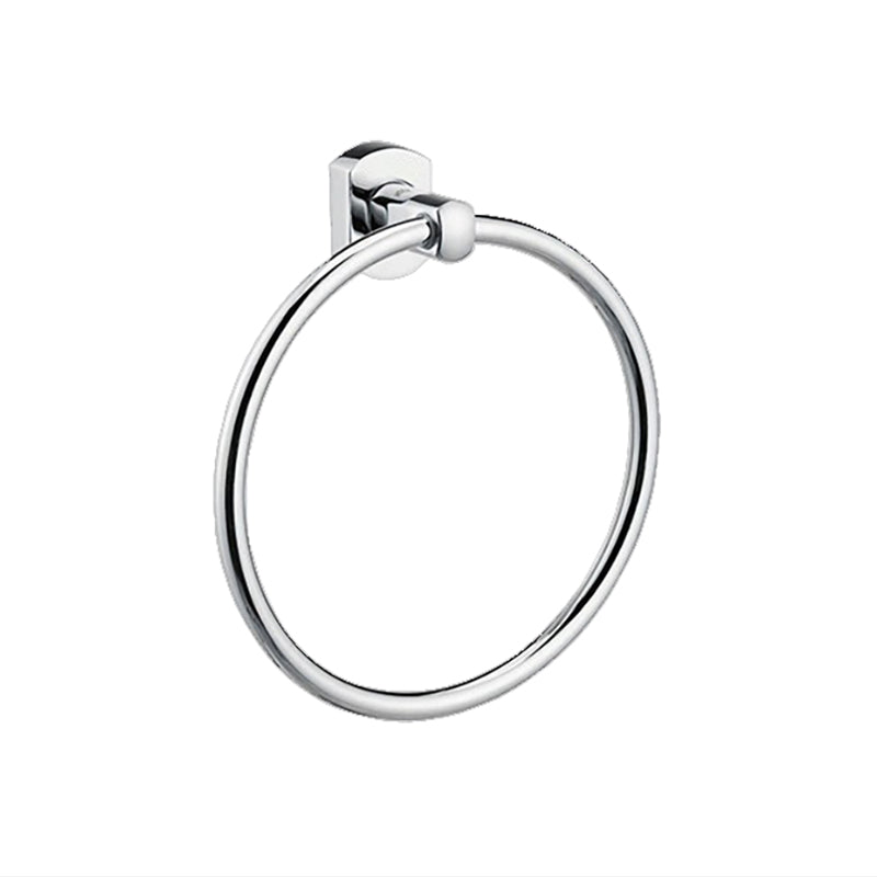 Skorter | Polished Chrome Modern Bathroom Accessory Set Silver Towel Holder/Bath Shelf