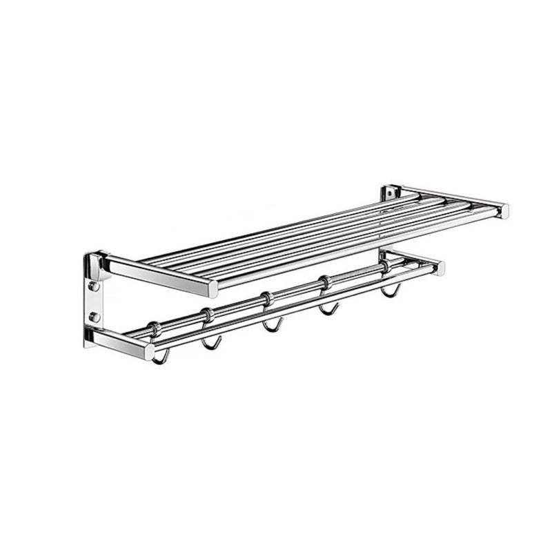 Skorter | Polished Chrome Modern Bathroom Accessory Set Silver Towel Holder/Bath Shelf