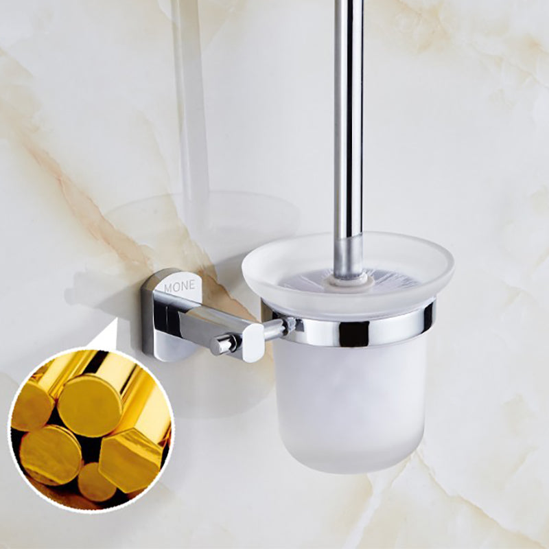 Skorter | Polished Chrome Modern Bathroom Accessory Set Silver Towel Holder/Bath Shelf