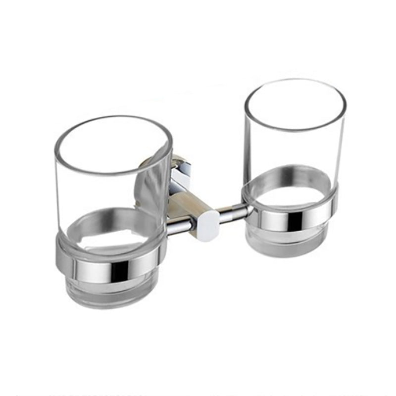 Skorter | Polished Chrome Modern Bathroom Accessory Set Silver Towel Holder/Bath Shelf