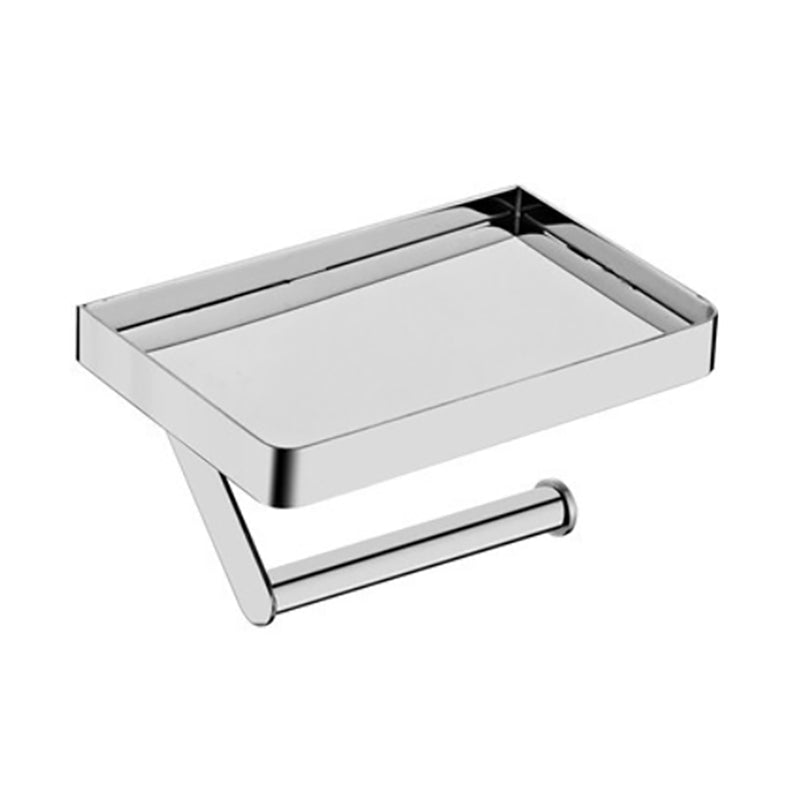 Skorter | Polished Chrome Modern Bathroom Accessory Set Silver Towel Holder/Bath Shelf