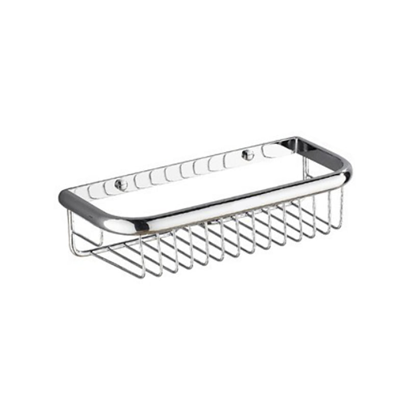 Skorter | Polished Chrome Modern Bathroom Accessory Set Silver Towel Holder/Bath Shelf