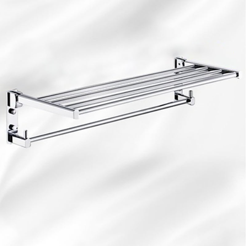 Skorter | Polished Chrome Modern Bathroom Accessory Set Silver Towel Holder/Bath Shelf