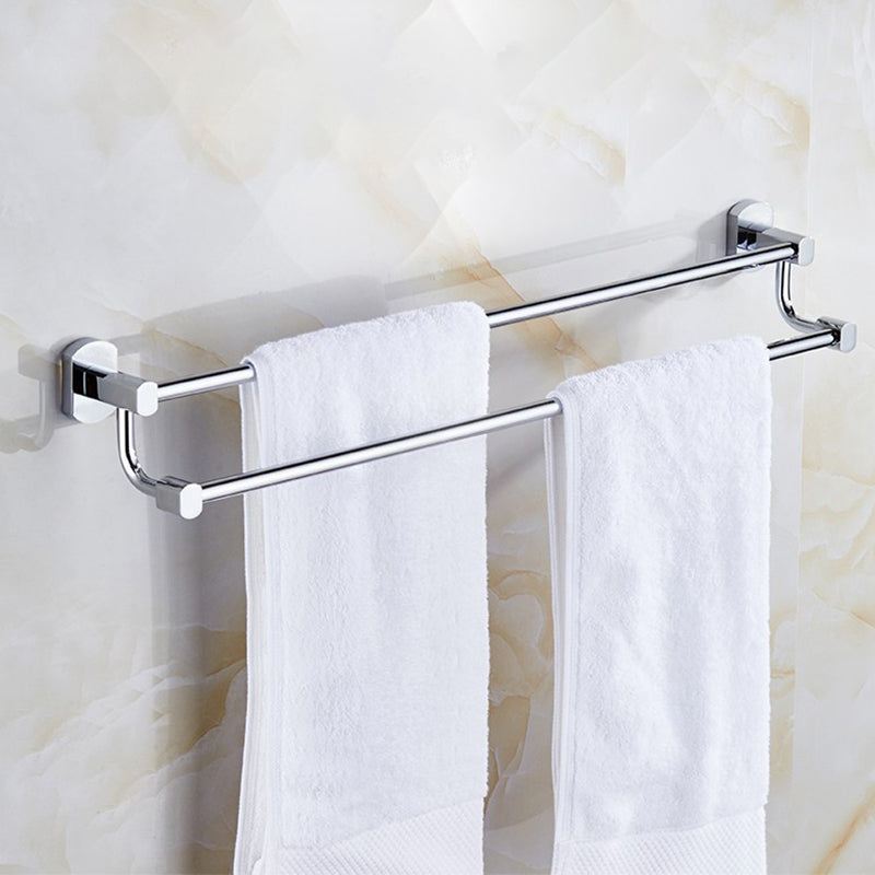 Skorter | Polished Chrome Modern Bathroom Accessory Set Silver Towel Holder/Bath Shelf