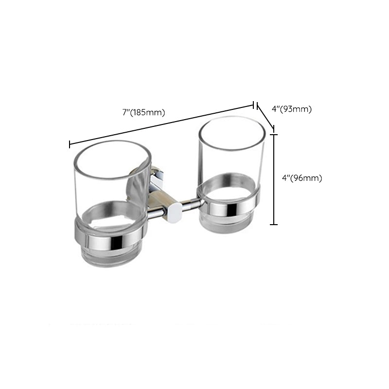 Skorter | Polished Chrome Modern Bathroom Accessory Set Silver Towel Holder/Bath Shelf