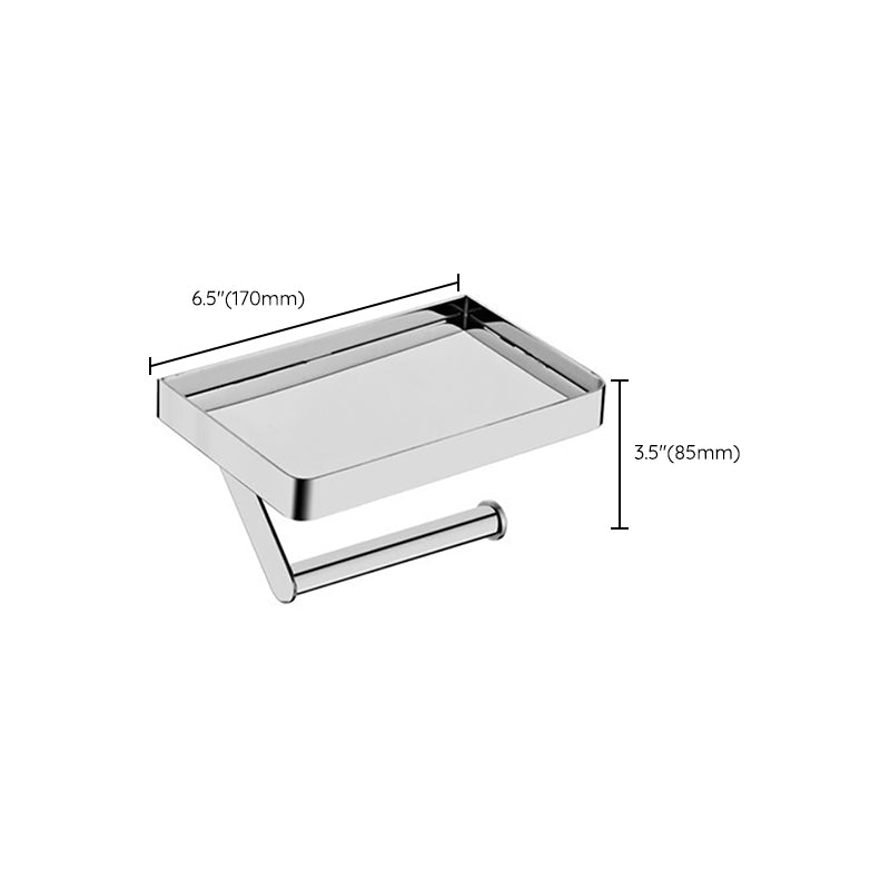 Skorter | Polished Chrome Modern Bathroom Accessory Set Silver Towel Holder/Bath Shelf
