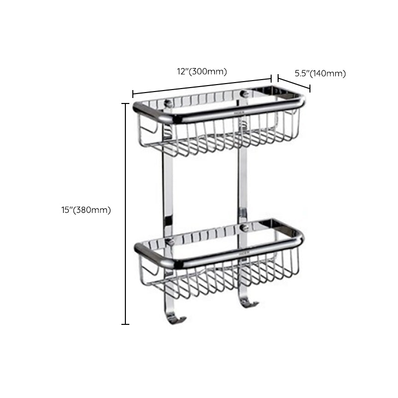Skorter | Polished Chrome Modern Bathroom Accessory Set Silver Towel Holder/Bath Shelf