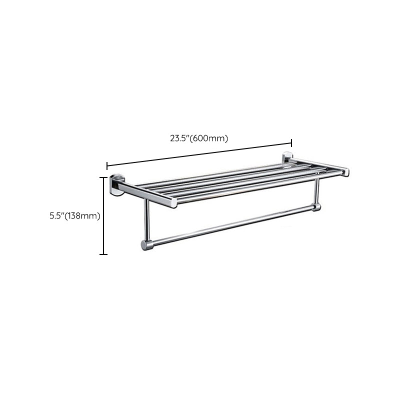 Skorter | Polished Chrome Modern Bathroom Accessory Set Silver Towel Holder/Bath Shelf