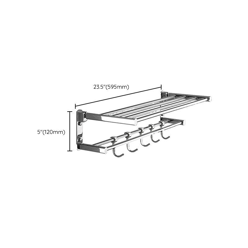 Skorter | Polished Chrome Modern Bathroom Accessory Set Silver Towel Holder/Bath Shelf