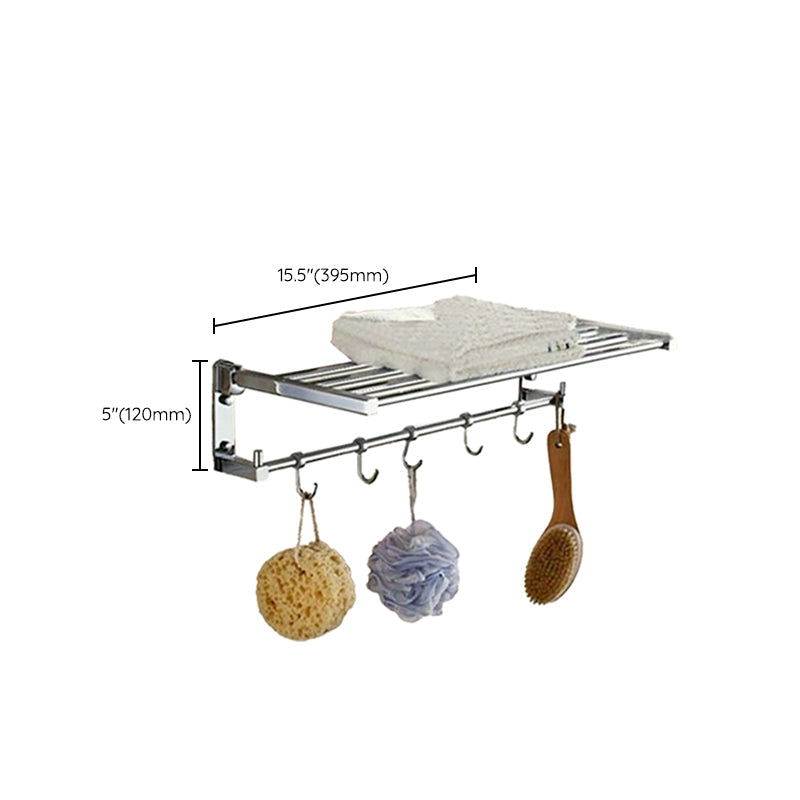 Skorter | Polished Chrome Modern Bathroom Accessory Set Silver Towel Holder/Bath Shelf