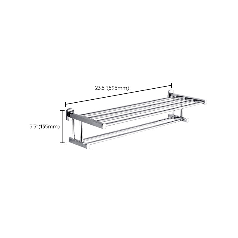 Skorter | Polished Chrome Modern Bathroom Accessory Set Silver Towel Holder/Bath Shelf