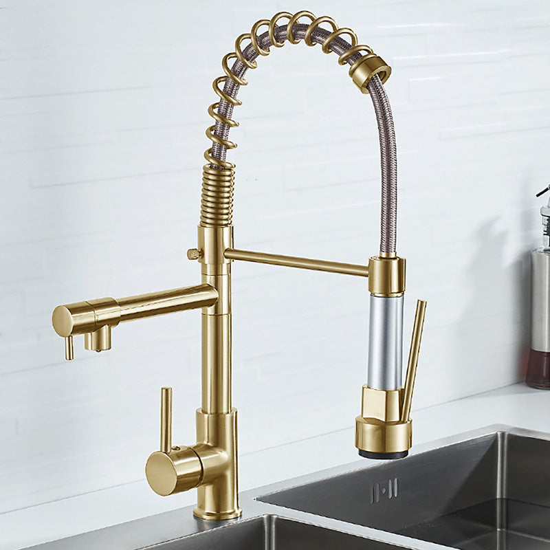 Skorter | Glam Basin faucet Brass lever fittings Spring neck three-way outlet Bathroom sink faucet