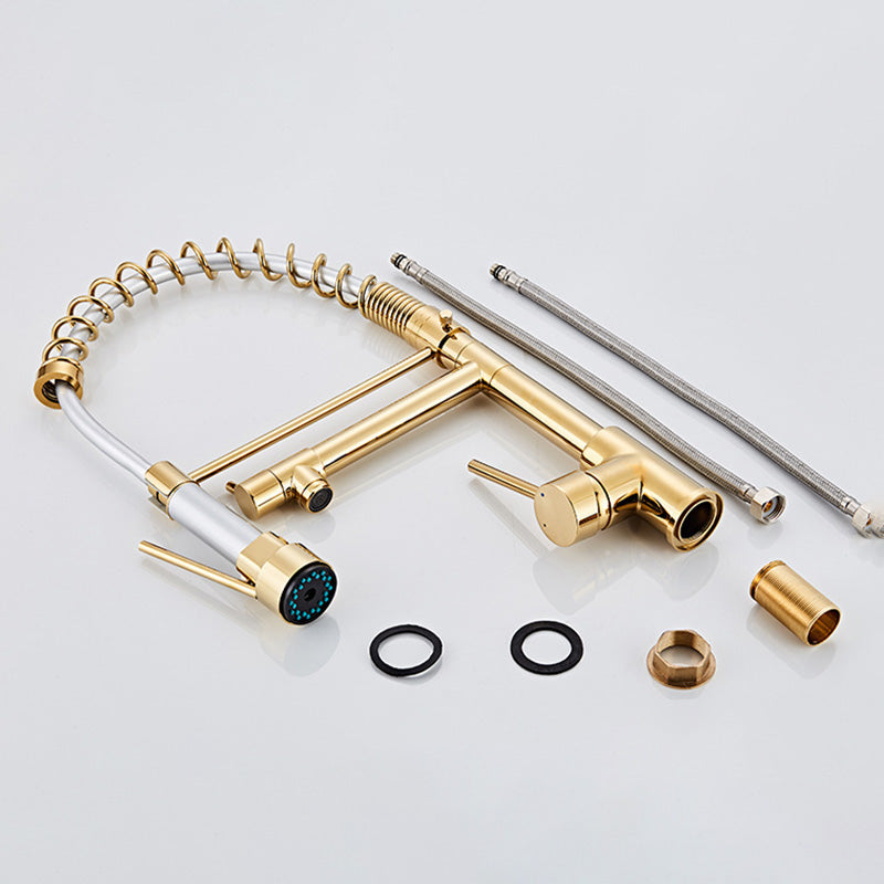 Skorter | Glam Basin faucet Brass lever fittings Spring neck three-way outlet Bathroom sink faucet