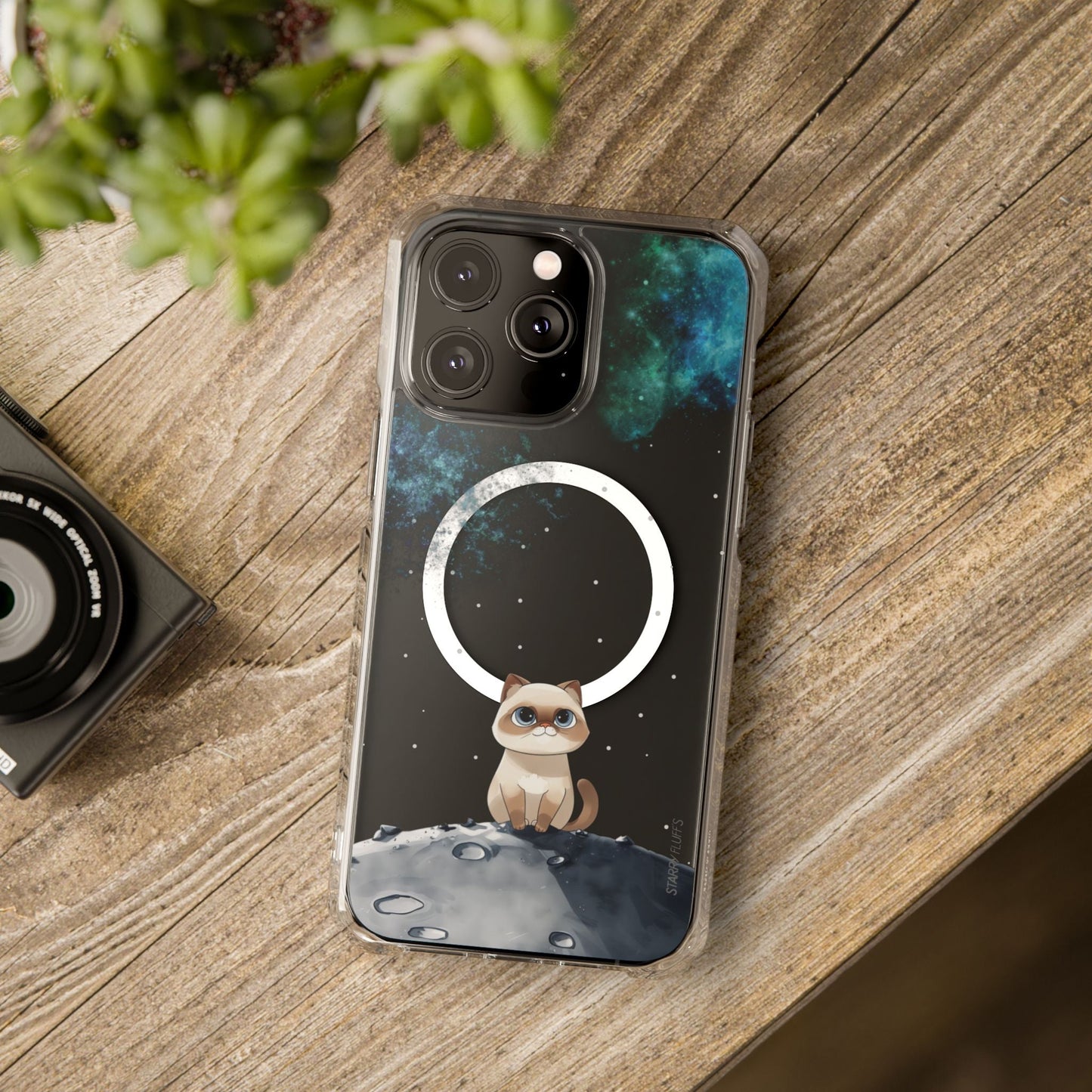 Skorter | Fluff's - Nebula the Siamese in Space Magnetic Clear Case for iPhone Series