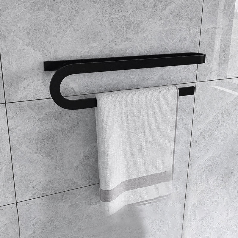 Skorter | Black 6-piece Bathroom Accessory Set Modern Shower Curtain Rod / Bathrobe Hooks and Towel Bar