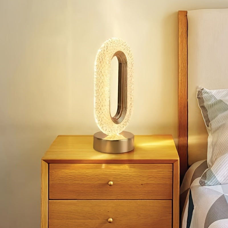 Skorter | LuxeGlow - Oval Crystal USB Table Lamp for Bedroom and Living Room