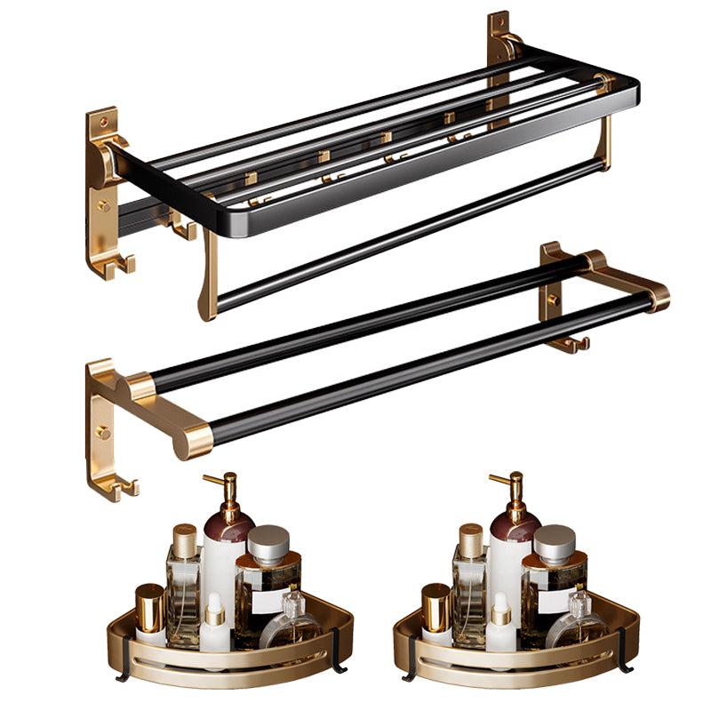 Skorter | Black and Brass Bathroom Hardware Set Modern Stainless Steel Bathroom Shelf/Towel Holder/Paper Holder