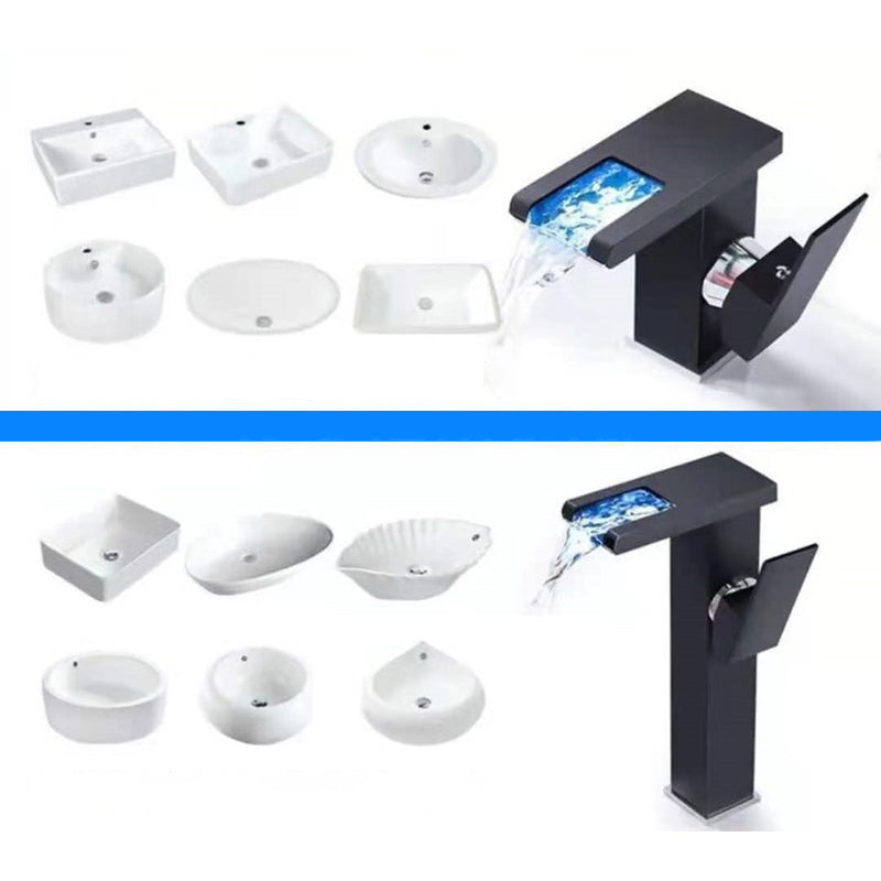 Skorter | Single-Handle Basin Faucet 1-Hole Widely Used Bathroom Sink Faucet with LED Lighting