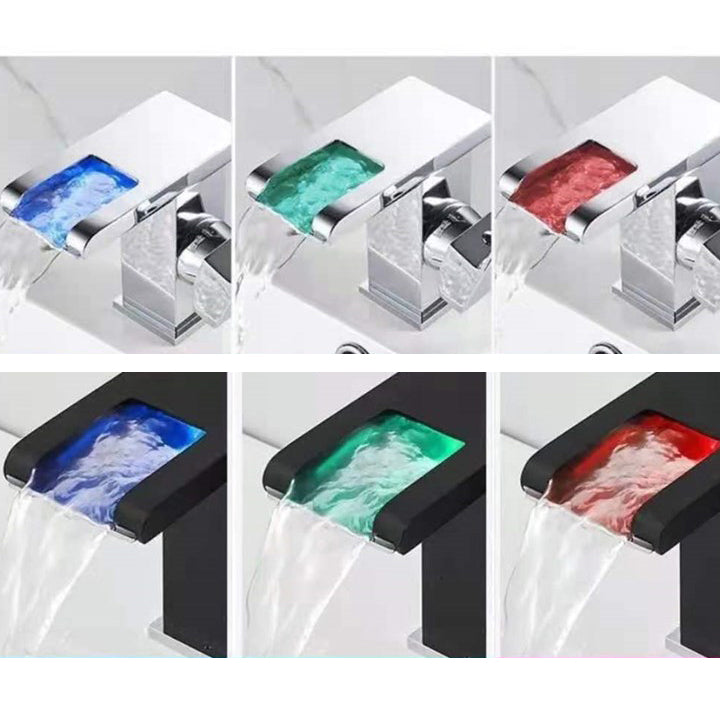 Skorter | Single-Handle Basin Faucet 1-Hole Widely Used Bathroom Sink Faucet with LED Lighting