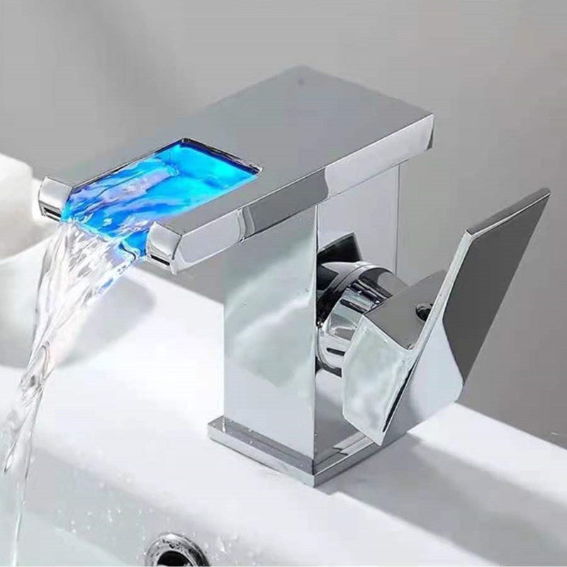 Skorter | Single-Handle Basin Faucet 1-Hole Widely Used Bathroom Sink Faucet with LED Lighting