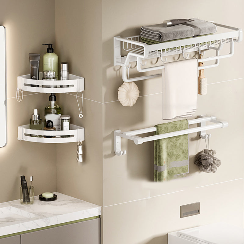 Skorter | Contemporary bathroom accessory set made of matte stainless steel-aluminum with bathrobe hooks/bath shelf