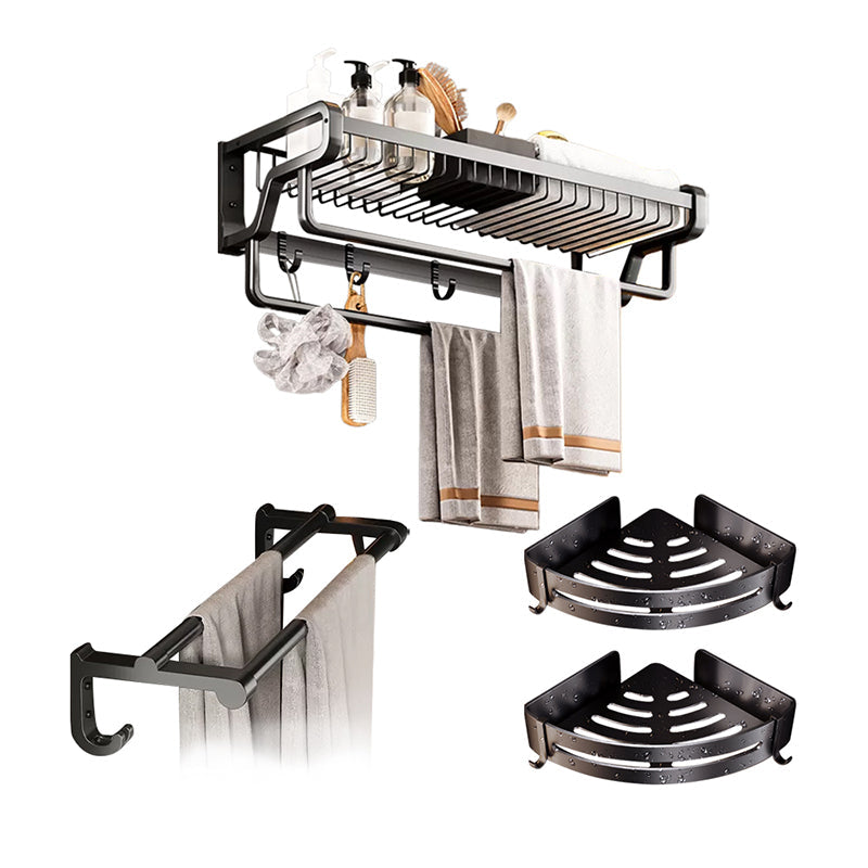 Skorter | Contemporary bathroom accessory set made of matte stainless steel-aluminum with bathrobe hook/towel rail