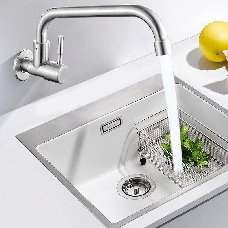 Skorter | Modern Bridge Faucet 304 Stainless Steel Knob Handle Swivel Spout Wall Mounted Faucet