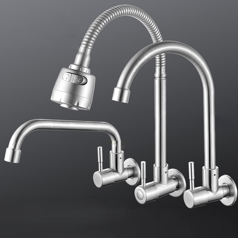 Skorter | Modern Bridge Faucet 304 Stainless Steel Knob Handle Swivel Spout Wall Mounted Faucet