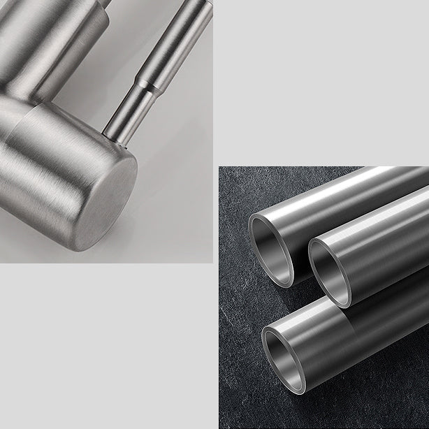Skorter | Modern Bridge Faucet 304 Stainless Steel Knob Handle Swivel Spout Wall Mounted Faucet