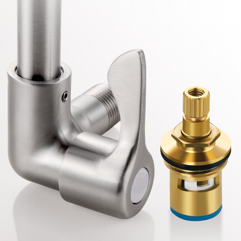 Skorter | Modern Bridge Faucet 304 Stainless Steel Knob Handle Swivel Spout Wall Mounted Faucet