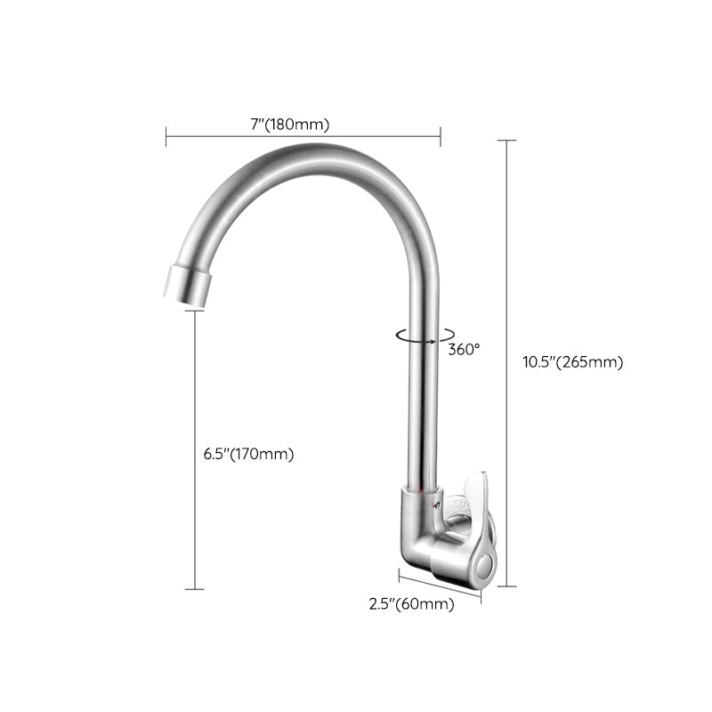 Skorter | Modern Bridge Faucet 304 Stainless Steel Knob Handle Swivel Spout Wall Mounted Faucet