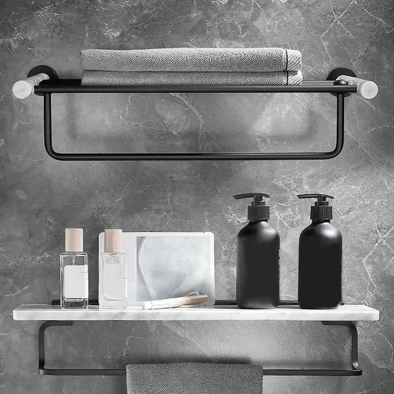 Skorter | Metal and Marble Bathroom Hardware Set as a Single Piece or as a Set in Black