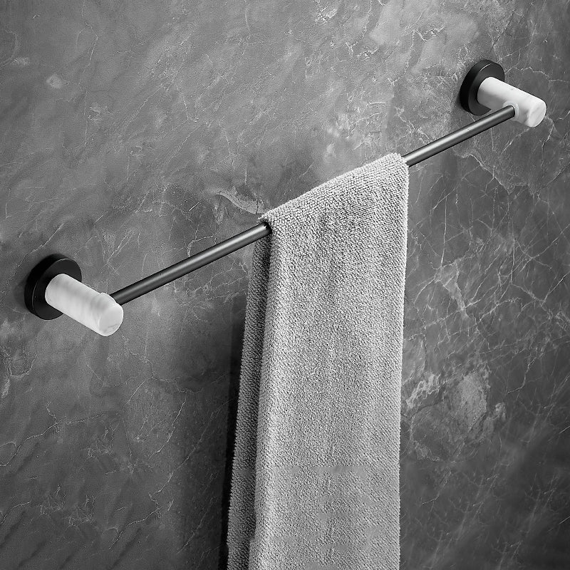 Skorter | Metal and Marble Bathroom Hardware Set as a Single Piece or as a Set in Black