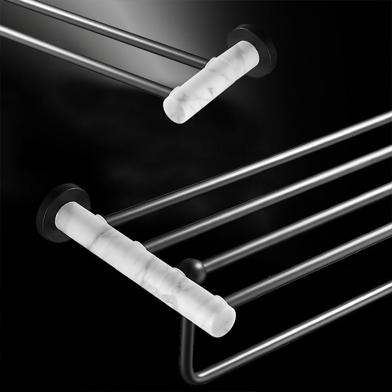 Skorter | Metal and Marble Bathroom Hardware Set as a Single Piece or as a Set in Black