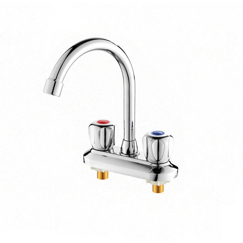 Skorter | 2-Handle Brass Bathroom Faucet Modern High Arc Center Tap