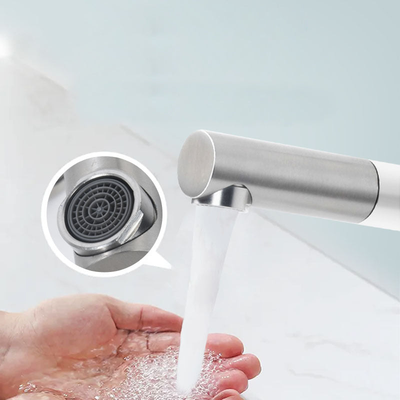 Skorter | Modern Vessel Sink Faucet Stainless Steel Single Handle Low Arc Pull Down Vessel Faucet