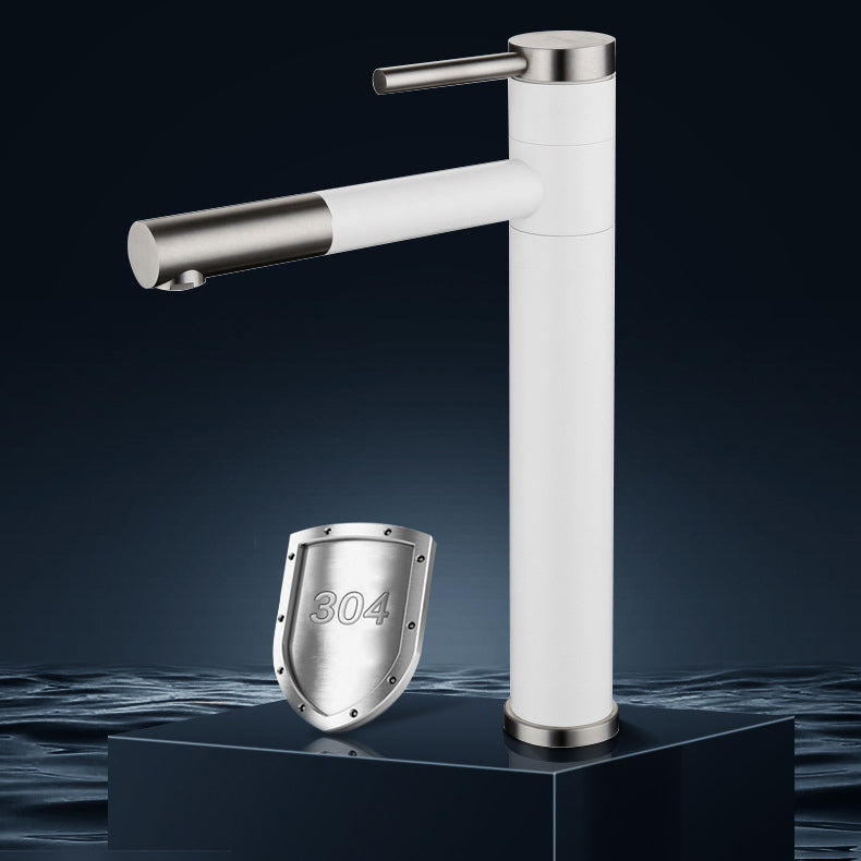 Skorter | Modern Vessel Sink Faucet Stainless Steel Single Handle Low Arc Pull Down Vessel Faucet