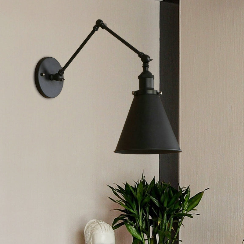 Skorter | IndustrialFarm - Farmer Style Cone Wall Lamp in Black/Rust