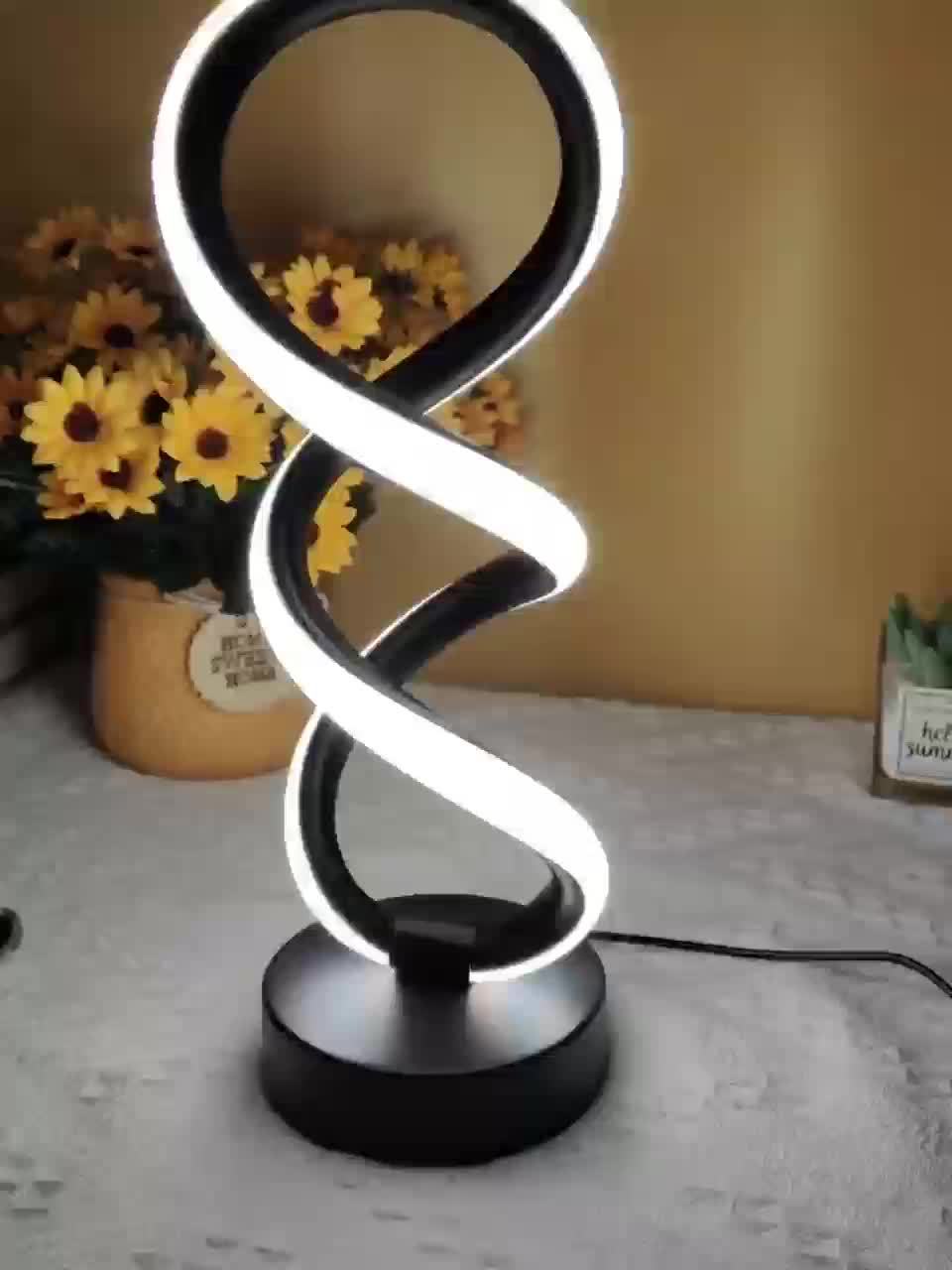 Skorter | SpiraLux - Modern Spiral Table Lamp with Wood Color Settings
