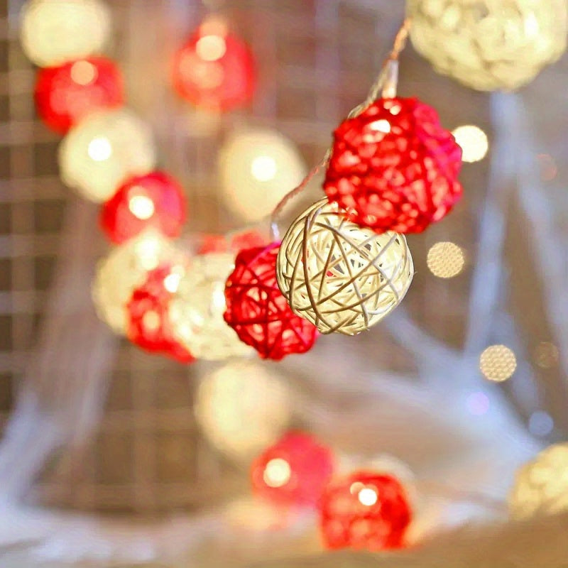 Skorter | LuxeGlow - Blue White Rattan Light Chains 2m 20 LED's, Battery Powered Decorative Lighting