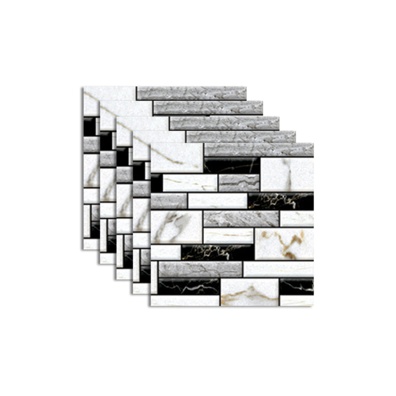 Skorter | Pattern Matte Color Stone Peel and Stick Mosaic Tile Peel and Stick Tile Set of 5