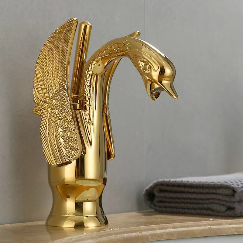 Skorter | Full brass bathroom sink faucet hot and cold water single lever sink faucet