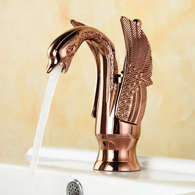 Skorter | Full brass bathroom sink faucet hot and cold water single lever sink faucet