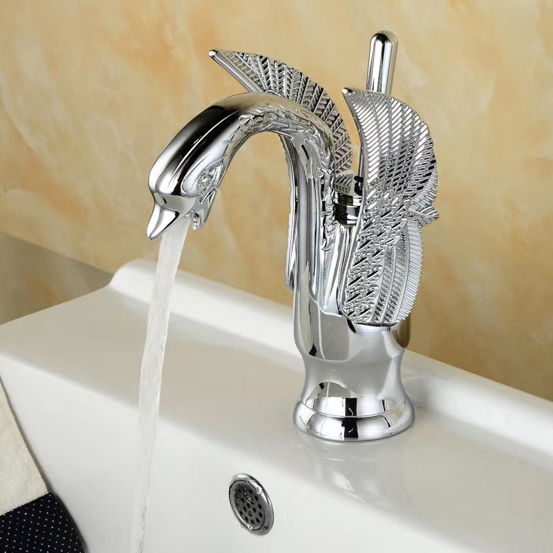 Skorter | Full brass bathroom sink faucet hot and cold water single lever sink faucet
