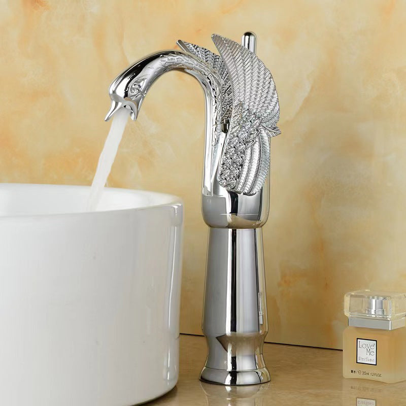 Skorter | Full brass bathroom sink faucet hot and cold water single lever sink faucet