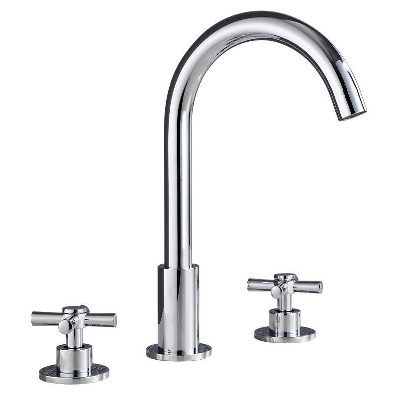 Skorter | Goose Neck Bathroom Sink Faucet 2 Handles Hot and Cold Water Sink Faucet with Drain