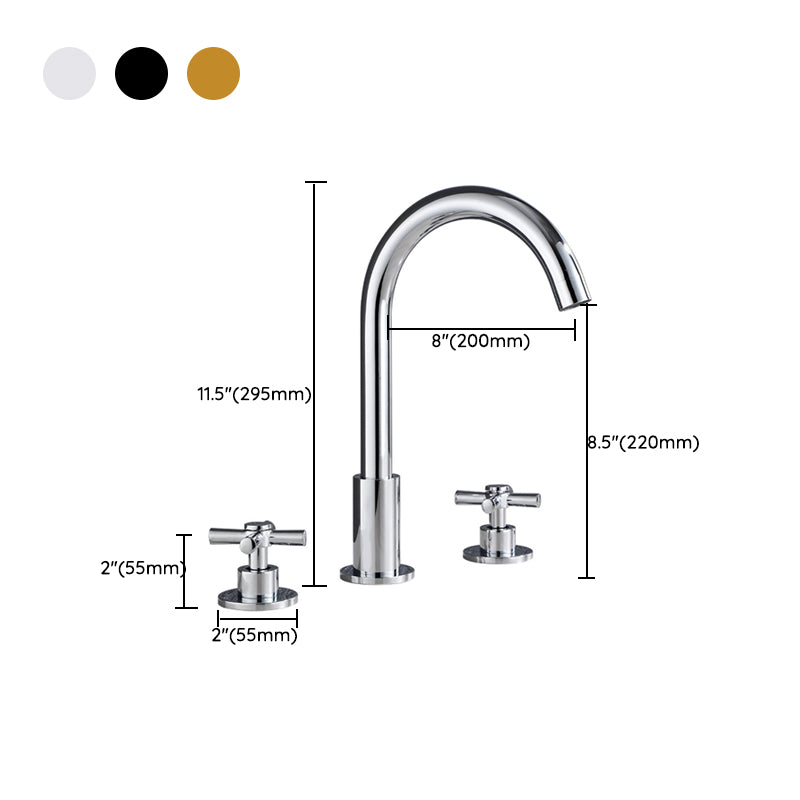 Skorter | Goose Neck Bathroom Sink Faucet 2 Handles Hot and Cold Water Sink Faucet with Drain
