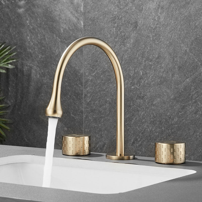 Skorter | Double Handle Tub Spout Deck Mounted High Arc Brass Modern Roman Tub Spout
