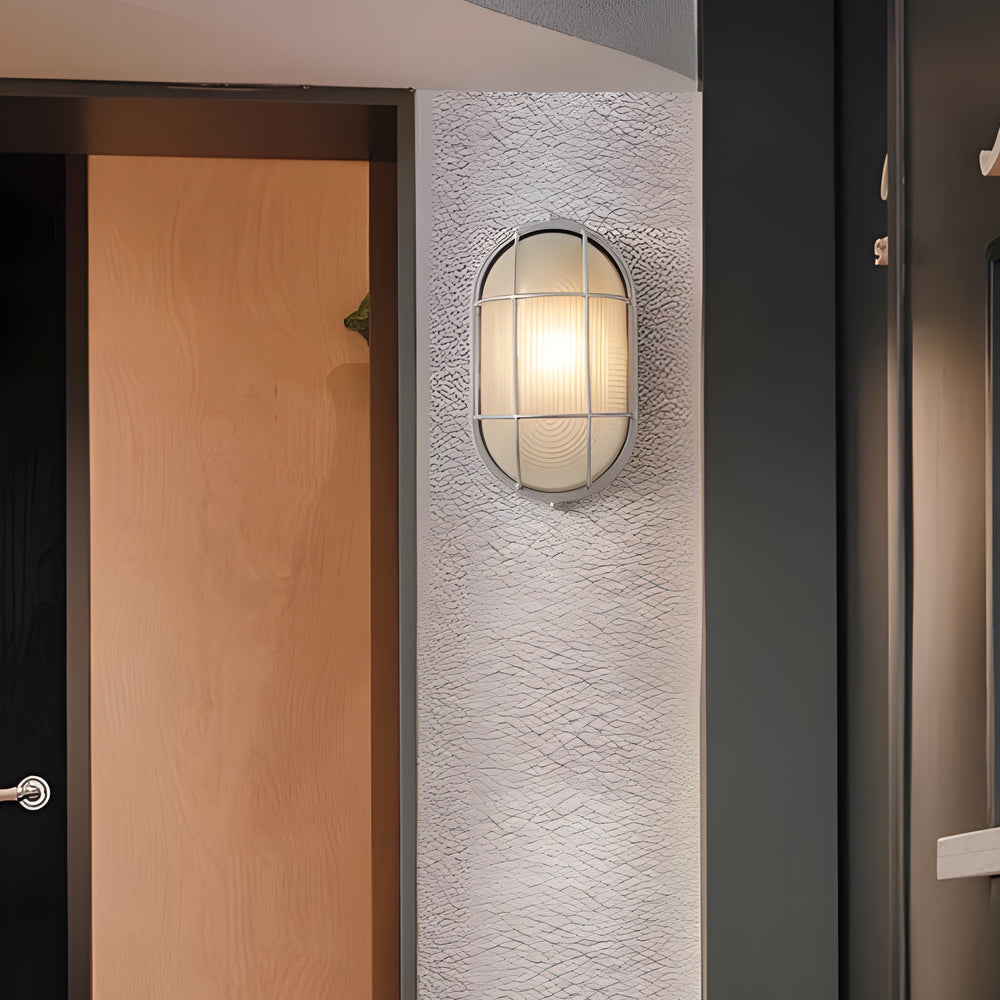 Skorter | 1-Light Retro Industrial Oval/Round Outdoor Wall Lamp