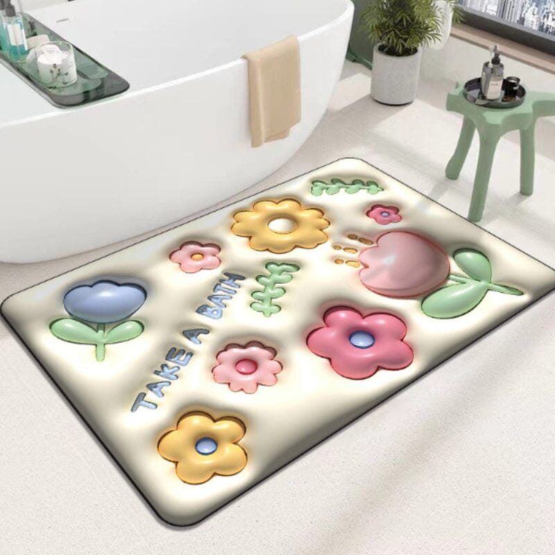 skorter | 3d-flower soft, absorbent mat for the bathroom